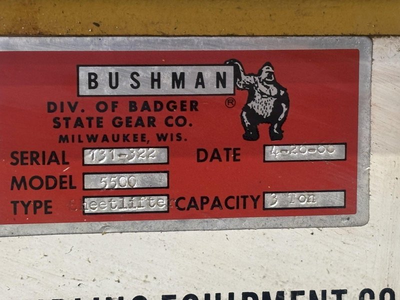 3 TON x 64&quot; x 26-70&quot; BUSHMAN MODEL #5500 ADJUSTABLE SHEET LIFTER: STOCK #22771