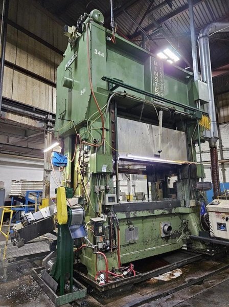 600-ton Minster Hevi-stamper Press Model E2-600-96-42 Straight Side Mechanical Stamping Press For Sale, Under Power!
