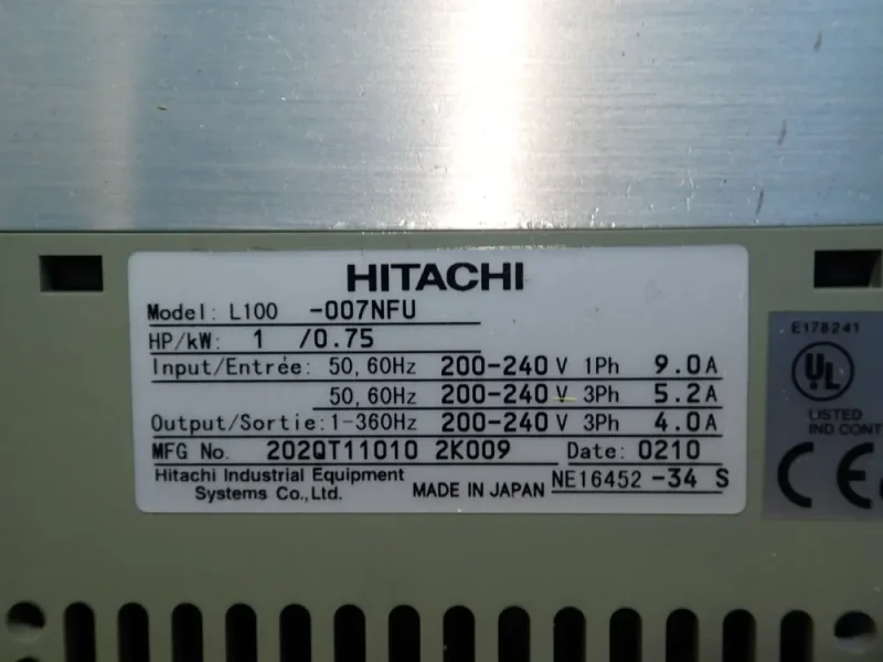HITACHI VFD  -  L100-007NFU