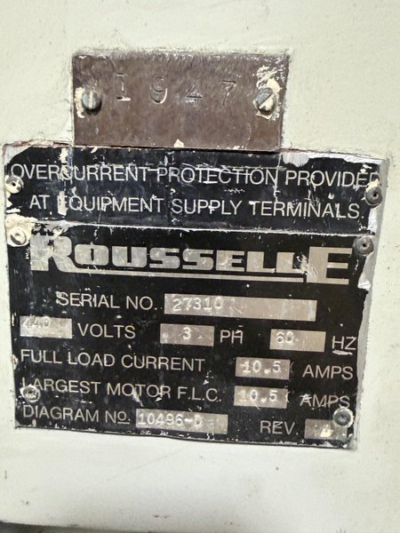80 TON ROUSSELLE 8B60 STRAIGHT SIDE MECHANICAL PRESS. STOCK # 0759526