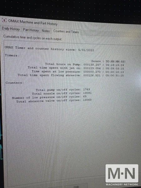 2015 OMAX MAXIEM 1530 CNC  INSTALLED JANUARY 2016 ONLY 647 HOURS