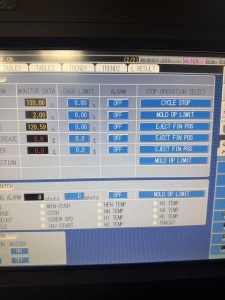 65 Ton Toshiba EC65NIIV30-1.5B Electric Injection Molding Machine, 2008 – 2.9 Oz.