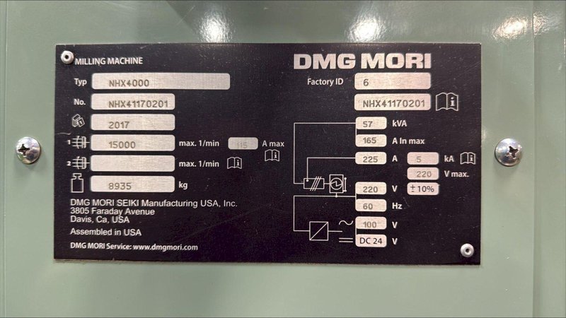 2017 DMG MORI NHX4000 GEN 2