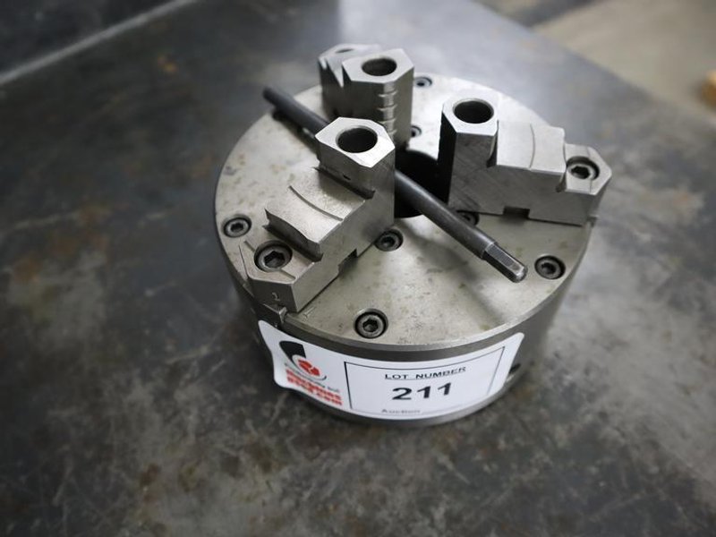 Hardinge 6" 3-Jaw Manual Lathe Chuck, with Hardened Step Jaws and HARDINGE THREAD 2 3/16 - 10, and Key- Auction Item