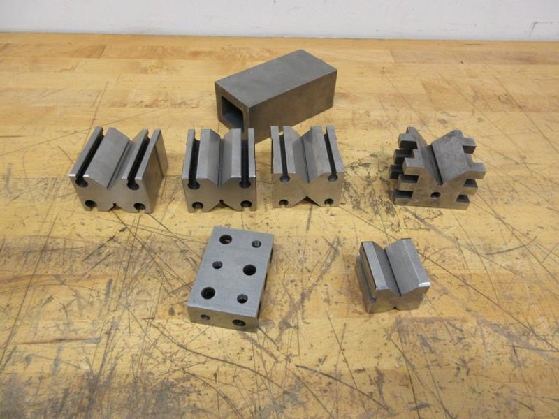 Vee Blocks (5) Assorted Sizes, (1) Steel Rectrangle 5" x 2.5" x 2", (1) 1-2-3 Block, All Precision Ground- Auction Item