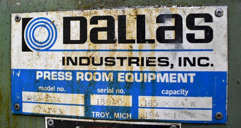 24" Dallas Servo Roll Feed Model DRF-424 on Cabinet