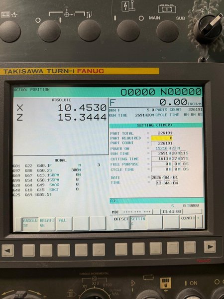 Takisawa TX-50C CNC Turning Center – 12″ Chuck, 5″ Big Bore Lathe