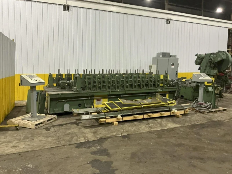 10/12 STAND BRADBURY ROLLFORMING LINE, COIL REEL, SERVO FEED, PREPUNCH, ROLLFORMER, CUTOFF PRESS STOCK# 4408