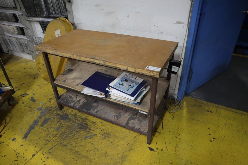 Steel Table with Wood Top, Lower Shelf- Auction Item
