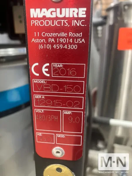 200 LB/HR MAGUIRE-NOVATEC MODEL VBD-150 VACUUM BATCH DRYER MFG 2016 (2) available