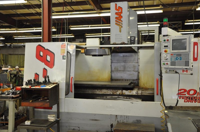 Haas VF-8 VMC, 1999- Chip Auger, Rigid Tapping, Programable Coolant Nozzle