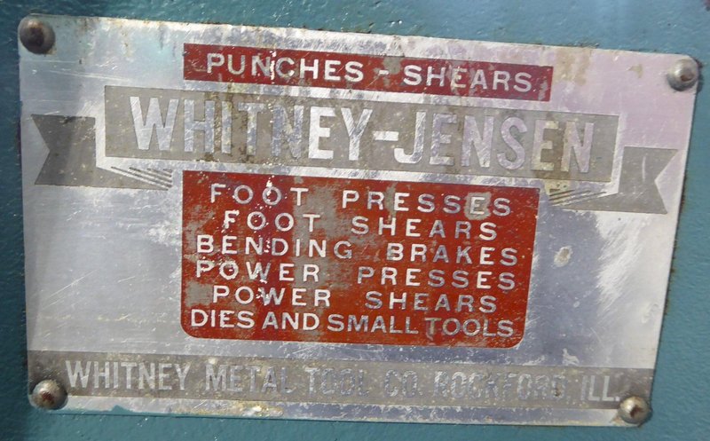 8 Ton Whitney-Jensen Lever Press/Punch , No. 34, 24&quot; Throat
