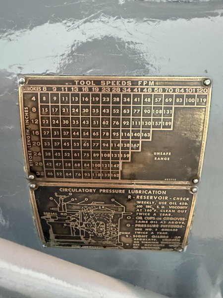 24&quot; GOULD &amp; EBERHARDT HORIZONTAL SHAPER. STOCK # 0892224
