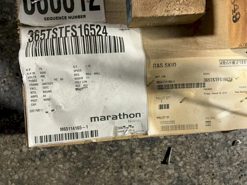 MARATHON 75 HP MOTOR  -  TVJ 365TSTFS16524AN W