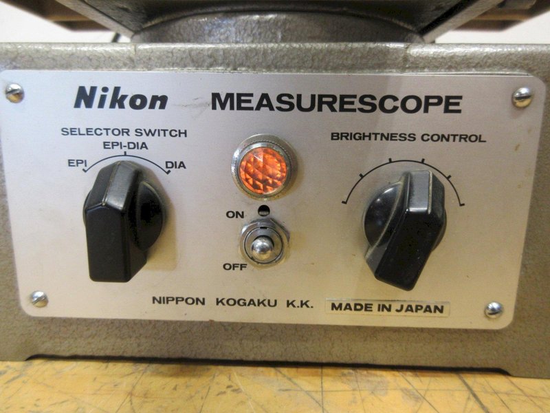 Nikon Measurescope Microscope with 10x Objective Lens, Ring and Stage Light, (2) Mitutoyo 164-162 Digital Micrometers 0-2" Range .00005" Resolution- Auction Item
