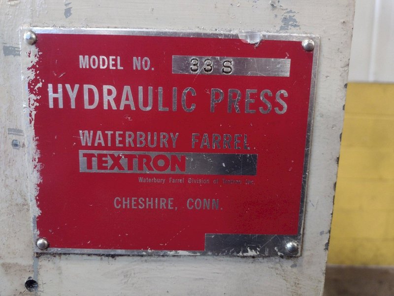 33 TON WATERBURY FARREL MODEL 33S HYDRAULIC GAP FRAME PRESS: STOCK 17145