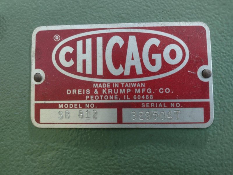 8' X 12 GA CHICAGO D&amp;K MODEL #SB-812 HAND BENDING APRON BRAKE: STOCK #23717
