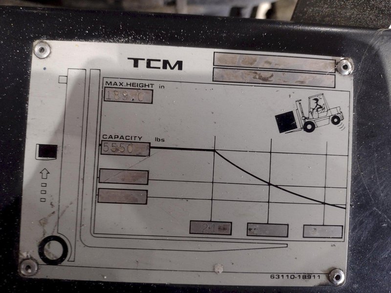 5,550 LB TCM MODEL #FCG30 PROPANE FORKLIFT: STOCK #19593