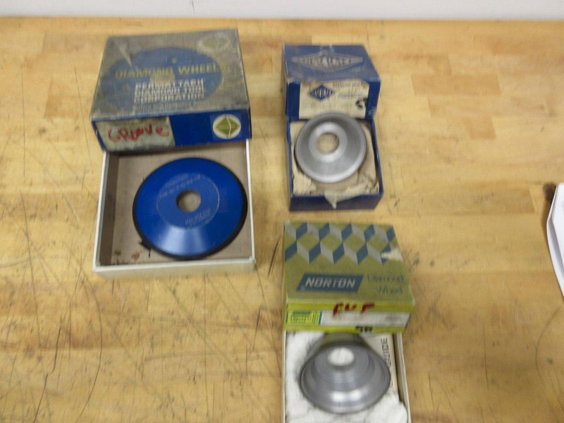 Diamond Tool Grinding Wheels | (1ea) Norton &amp; Diacraft Cup Wheels 3-1/4" x 1-1/2" x 1-1/4",  (1) Permattach Groove Wheel 6" x 3/4" x 1-1/4"- Auction Item