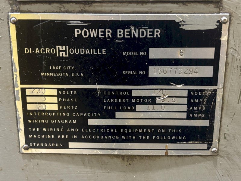 1-1/4&quot; DIACRO MODEL #6 HYDRAULIC POWER PIPE &amp; BAR BENDER: STOCK #23184