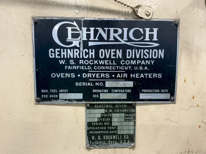 GEHNRICH 1000 DEG. F ELECTRIC OVEN