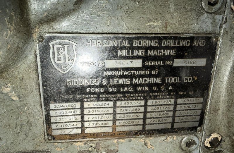4" GIDDINGS &amp; LEWIS 340-T HORIZONTAL BORING MILL. STOCK # 0758926