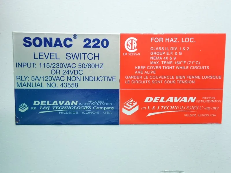 DELAVAN LEVEL SWITCH SENSOR UNIT  -  SONAC 220