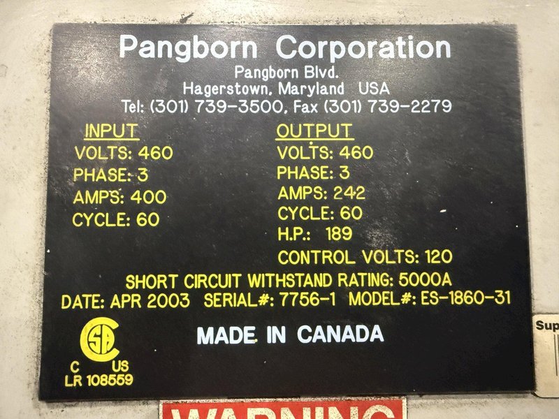 36" x 48" x 8 WHEEL PANGBORN ROTOBLAST PASS THROUGH HANGING CONVEYOR SHOT BLAST MACHINE: YOBRO #24717