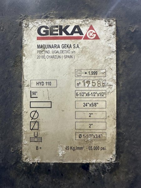 110 TON GEKA MODEL #HYD-110 HYDRUALIC IRONWORKER, NEW 1999: YOBRO #23975