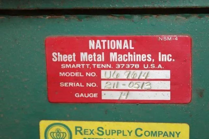 8' X 14 GAUGE NATIONAL MODEL #U6-9614 BOX &amp; PAN FINGER BRAKE: YOBRO #25800