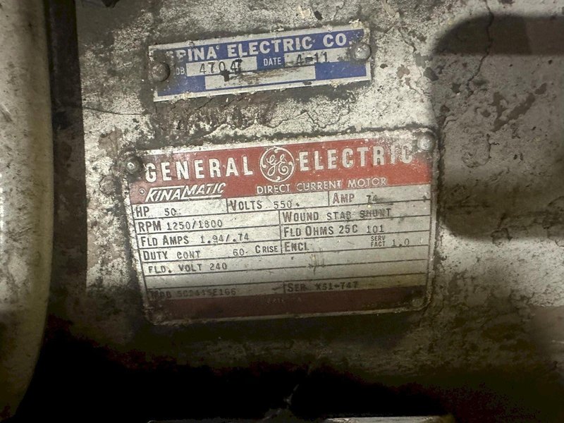 50 HP GENERAL ELECTRIC DC MOTOR, 1250/1800 RPM 550V: STOCK 22439