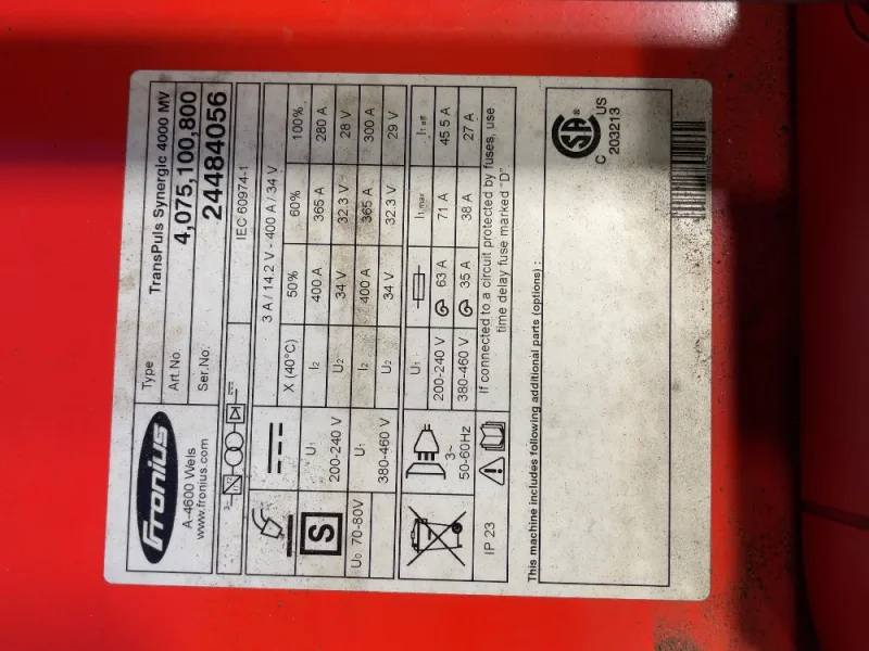 FRONIUS 400 A WELDER  -  TRANSPULS SYNERGIC 4000 MV