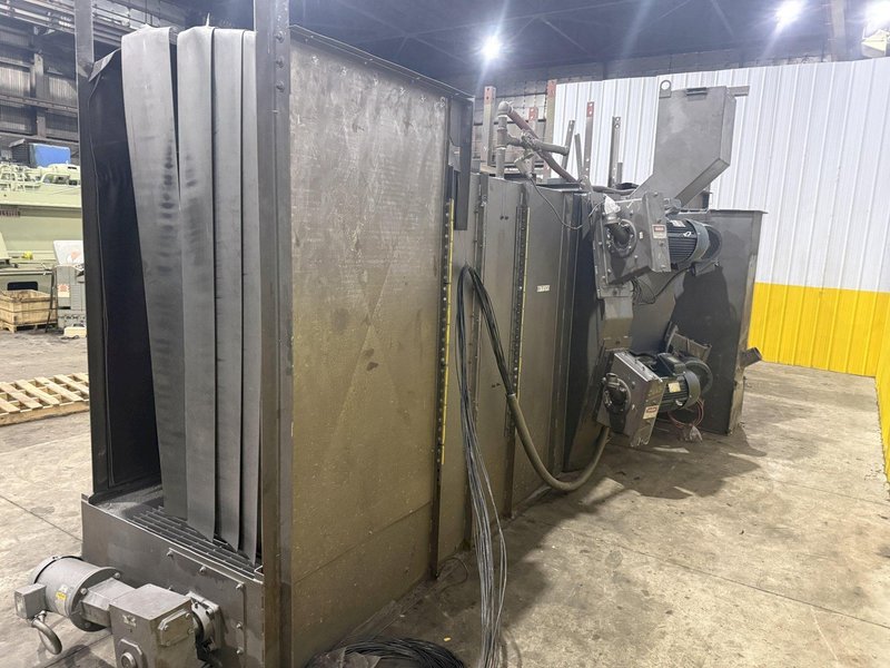 36" x 48" x 8 WHEEL PANGBORN ROTOBLAST PASS THROUGH HANGING CONVEYOR SHOT BLAST MACHINE: YOBRO #24717