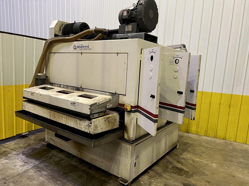 63&quot; MIDWEST AUTOMATION MODEL #N3-6375 3 HEAD WET TYPE BELT DEBURRING GRINDER MACHINE: STOCK 18225
