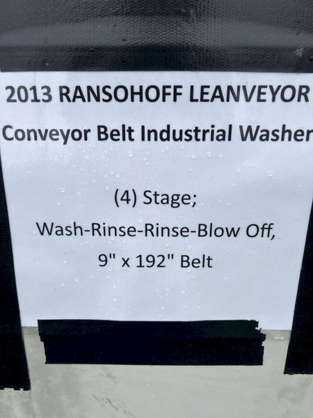 9&quot; X 192&quot; RANSOHOFF LEANVEYOR FOUR STAGE (WASH/RINSE/RINSE/BLOW OFF) WASHER. STOCK # 1113425.