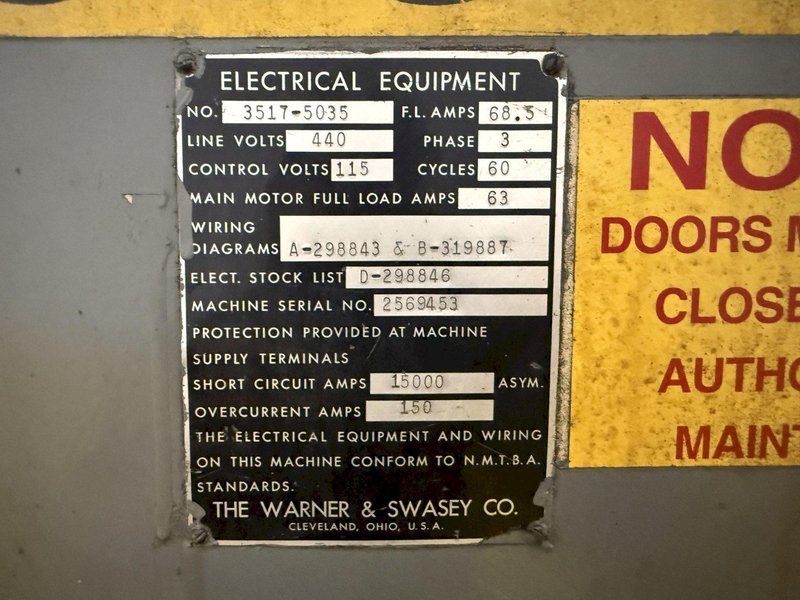 3A WARNER &amp; SWASEY MODEL #3A-3500 SQUARE HAED SADDLE TYPE TURRET LATHE: YOBRO #25770