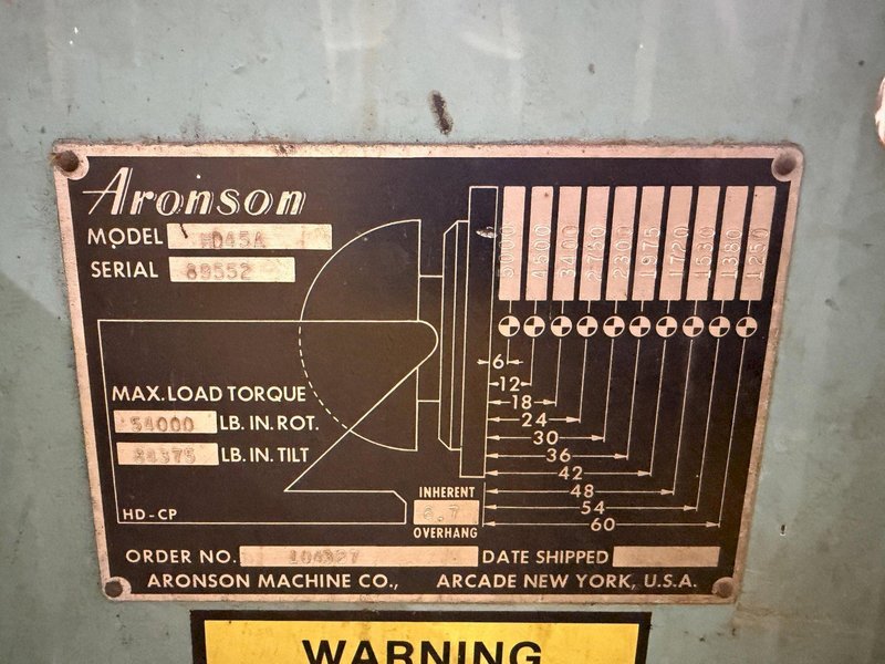 4,500 LBS ARONSON MODEL #HD45A WELDING POSITIONER: YOBRO #24779