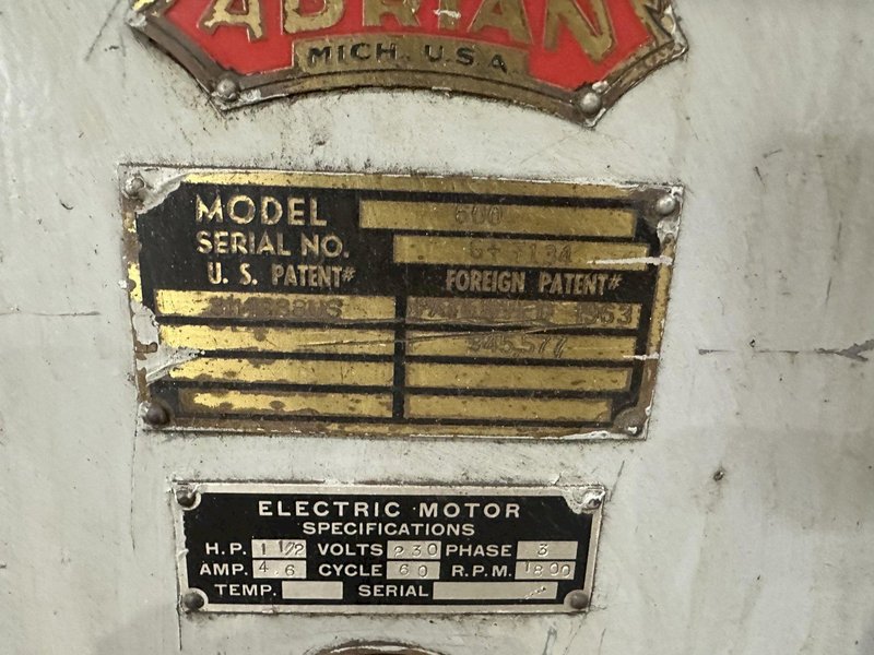 3" OLIVER ADRIAN MODEL #600 DRILL SHARPENER GRINDER: STOCK #23491