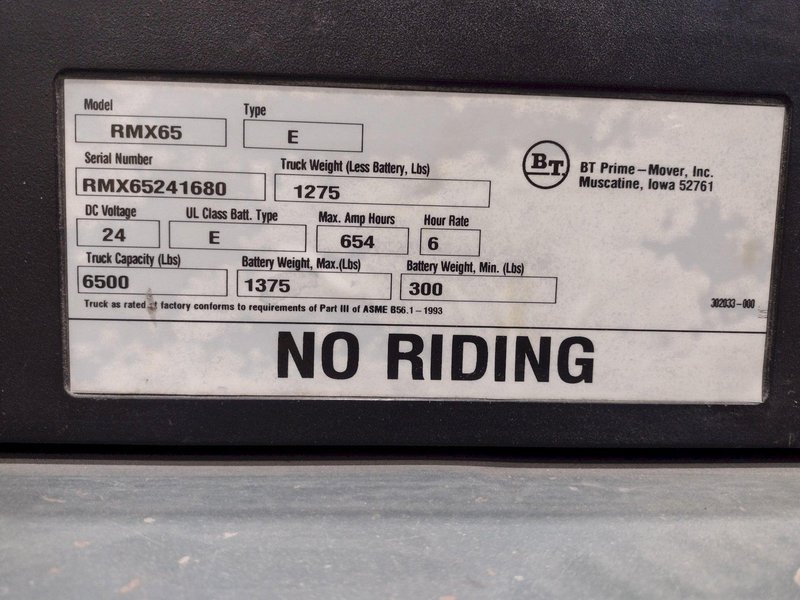 6500 LBS BT PRIME MOVER MODEL #RMX65 ELECTRIC POWER PALLET JACK: STOCK #19650