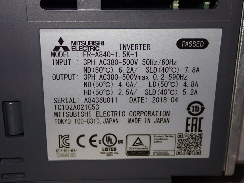 MITSUBISHI ELECTRIC MOTOR  -  FR-A840-1.5K-1
