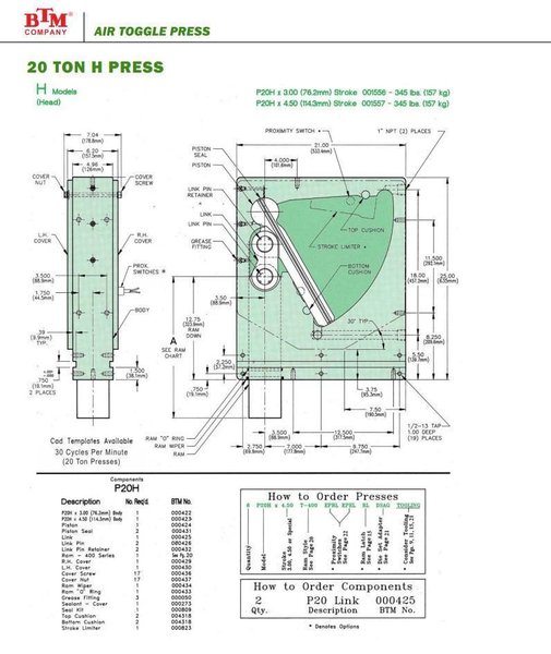 BTM TOG-L-LOC B-20H 4.5 STROKE SHEET METAL JOINING MACHINE: YOBRO #24799