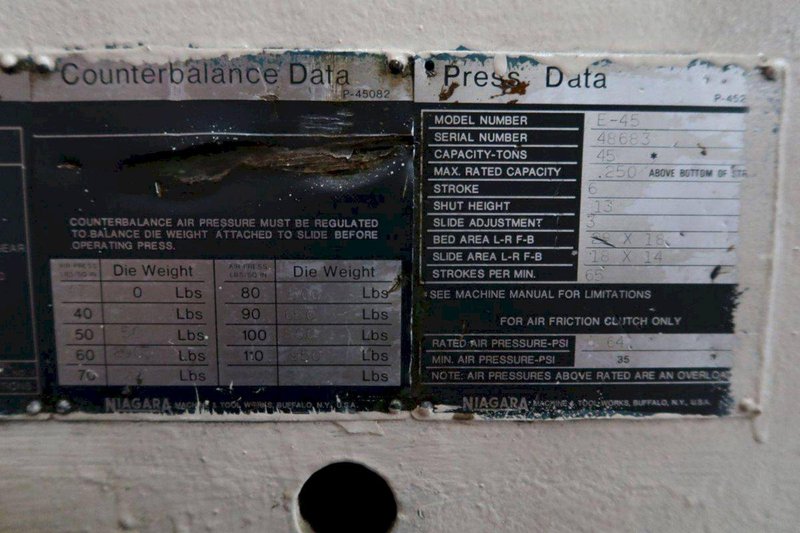 45 TON NIAGARA OBI PRESS