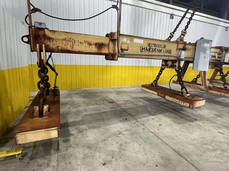 53 TON (107,500 LBS) BUSHMAN MODEL #MT420 TELESCOPING MAGNETIC SPREADER LIFTING BEAM  W/ OHIO MAGNETICS DIESEL GENERATOR: STOCK #20420