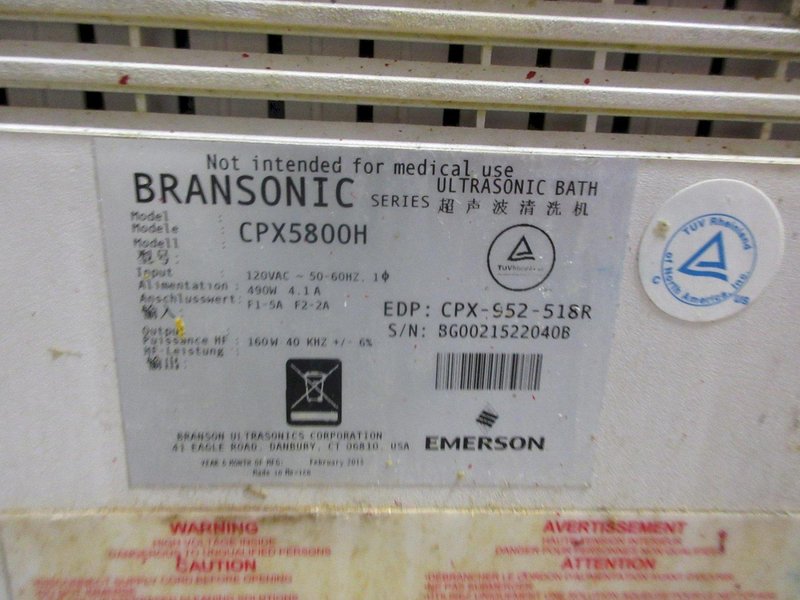 Branson CPX5800 Digital Ultrasonic Cleaner 2.5 Gal- Auction Item