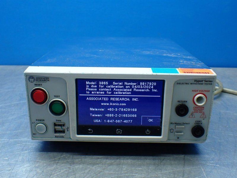 ASSOCIATED RESEARCH HYPOT SERIES DIELECTRIC WITHSTAND TESTER.   -  3865