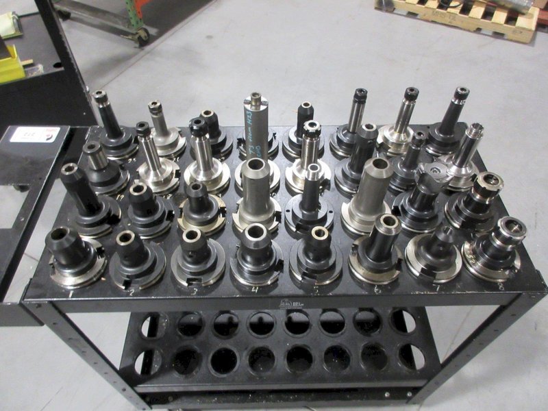 Big Bear Rolling Tool Cart with (64) CAT50 Pockets and (47) CAT50 Assorted Tool Holders- Auction Item