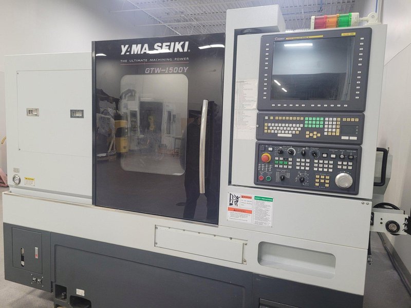 Yama Seiki GTW-1500Y CNC Multi-Axis Lathe, 6" Chuck, 5000 RPM, 12 position Turret, Live Tooling, Gang Tool Slide, Sub-Spindle, Fanuc 32i-B, LNS Quickload Servo S2 Barfeeder, 25HP, New 2017