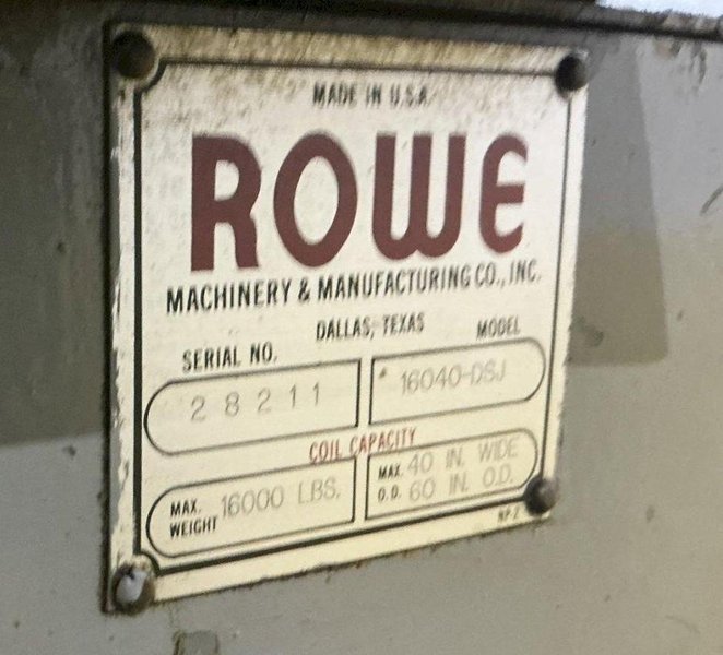 16,000 LBS X 40" ROWE MODEL #16040-DSJ MOTORIZED UNCOILER: Stock # 14634
