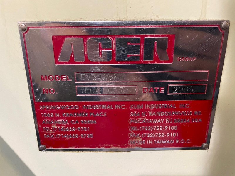 USED, ACER E-MILL MODEL EVS-3VK VERTICAL MILLING MACHINE