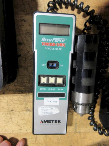 Torque Wrenches and Guages, (1) Snap On 1/4" Drive Torque Meter, (1) Williams 3/8" Drive Torque Ratchet, Ametek, Mark 10,  Wheeler FAT Wrench Drivers- Auction Item